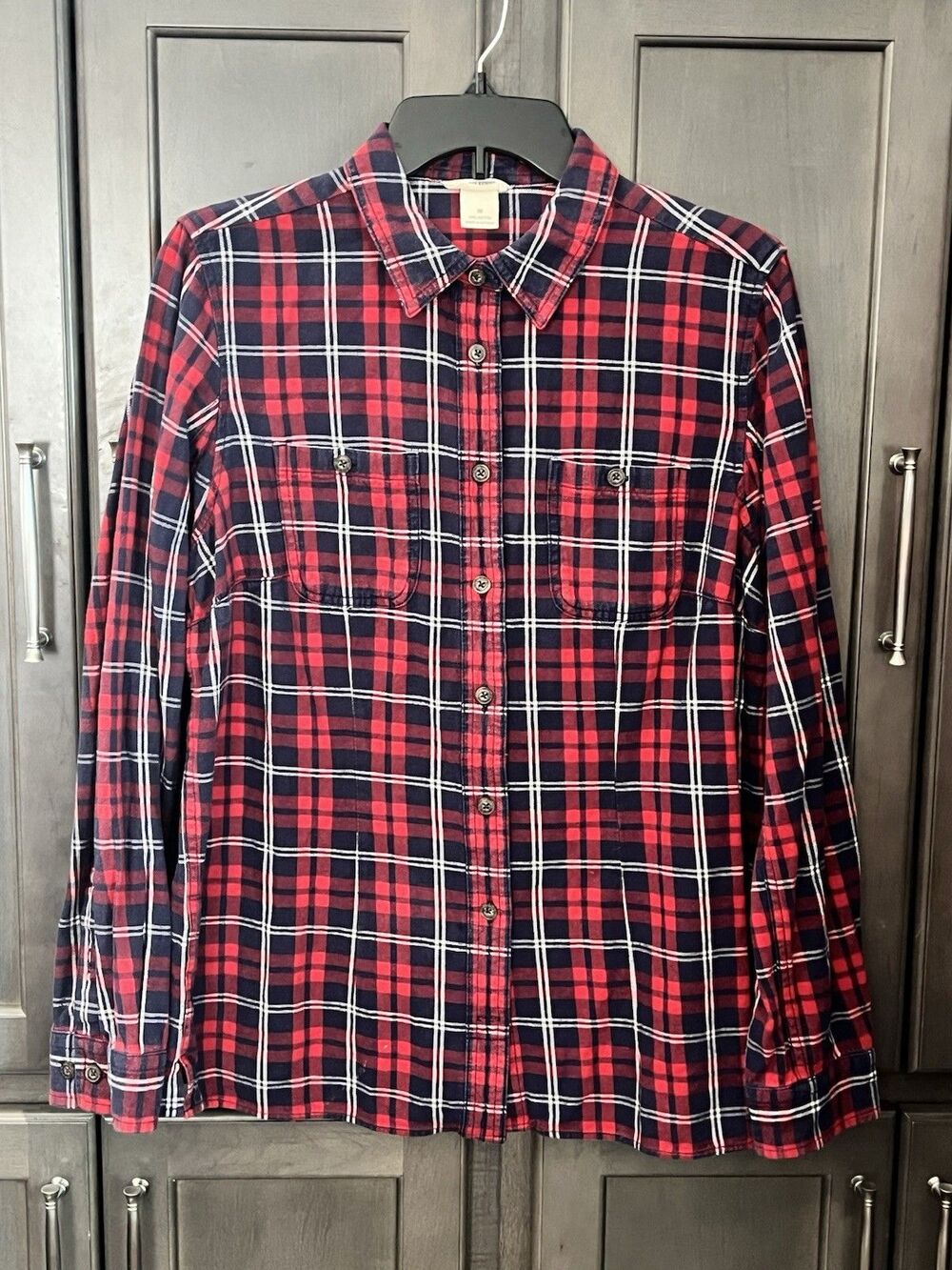 Duluth Trading Co Free Swingin' Flannel Shirt Women's Medium M Red Plaid Outdoor